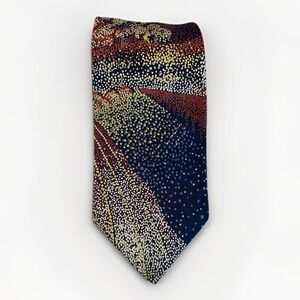 Courchevel Italy Silk Abstract Art Necktie Navy Red Yellow Classic‎